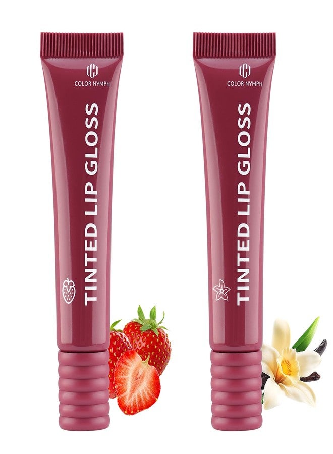 كولور_نيمف ثنائي ملمع شفاه ملون من كولور نيمف، مجموعة مرطب شفاه مغذية بزبدة الشيا وفيتامين هـ، ملمع شفاه غير لزج ومرطب للغاية للشفاه الجافة، لون شفاف | نباتي ولم يُختبر على الحيوانات، رقم 1 فراولة وفانيليا - Image 1